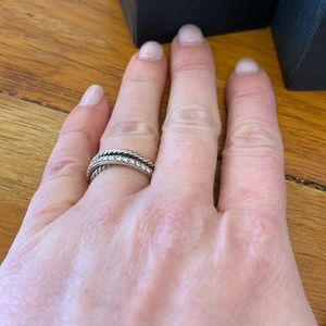 David Yurman Crossover Band Ring
Sterling Silver with Diamonds, 6.8mm Size 5.5